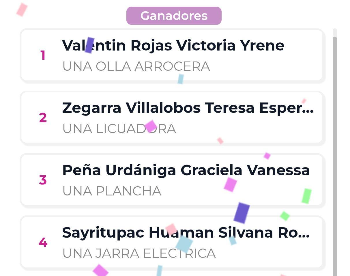 Ganadoras del sorteo realizado, por el Día de la madre